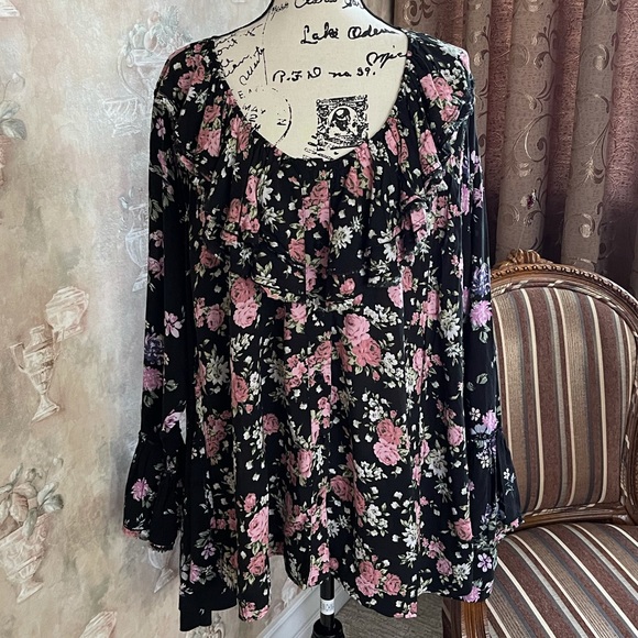 FREE PEOPLE LORETTA LONG SLEEVE POETS TOP MEDIUM LARGE - Picture 7 of 10